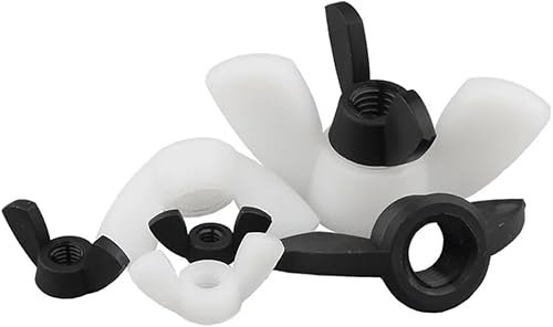 Flügelmuttern, Schmetterlingsflügelmutter, 10 Stück Schmetterlingsflügelmuttern M3 M4 M5 M6 M8 M10 M12 Kunststoff-Nylon-Flügelmuttern, Mutter handfest anziehen, um Schraubenbolzen zu passen(Black,M10