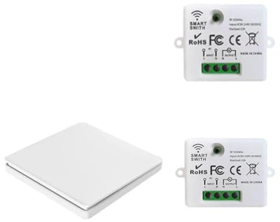 Interruptor inalámbrico de 1 canal, mando a distancia inalámbrico, 230 V, 220 V CA, juego de interruptor inalámbrico con interruptor de pared, incluye cable de pared (2 receptores y 2 transmisores