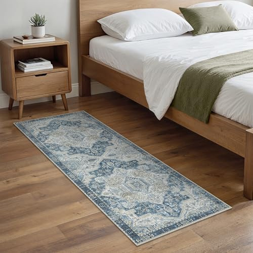 BEIMO Tapis Couloir 80x200 cm, Tapis Vintage Boho Lavable, Tapis Antidérapant, Durable et sans Peluches, pour Entrée, Cuisine, Chambre