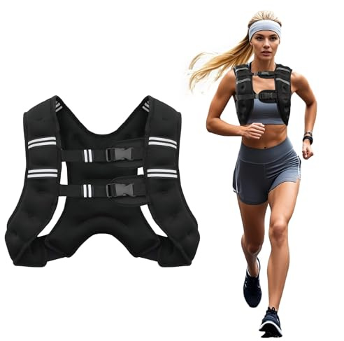 Poudee Weighted Vest, 12LB Weight Vest for Men Women, Body Weight Vests Adjustable with Reflective Stripe for Strength Training, Running, Training Workout, Jogging, Walking - 12LB