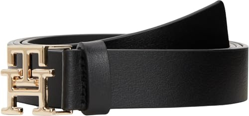 Tommy Hilfiger Damen Gürtel Logo 2,5 cm aus Leder, Schwarz (Black), 70 cm