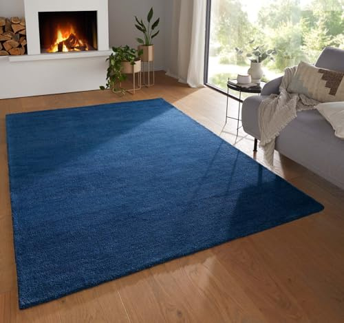 Taracarpet Teppich Georgia Gabbeh Loom Wollteppich strapazierfähiger Schurwollteppich fürs Wohnzimmer, Schlafzimmer und Esszimmer blau 160x230 cm
