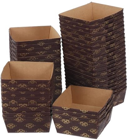 ABOOFAN 50 Moldes De Papel Para Hornear Pan Bandeja De Pan Corrugada Desechable Decorativo