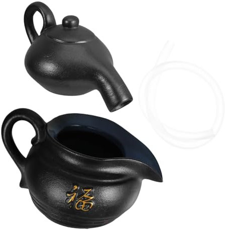 CAXUSD Ceramic Water Pot Fountain Pond Spitter Diy Garden Decor Vintage Teapot Style Gentle Water Flow for Home and Garden