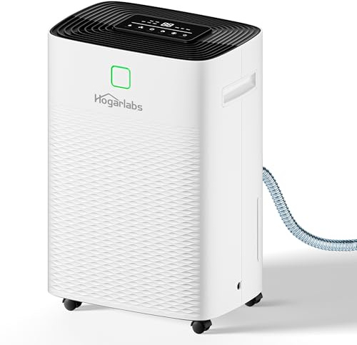 100 Pints Dehumidifier for Basement Home, Smart Silent Dehumidifier with Drain Hose, 1.32 Gal Water Tank, Intelligent Humidity Control, 24H Timer, for Large Room Bathroom Bedroom