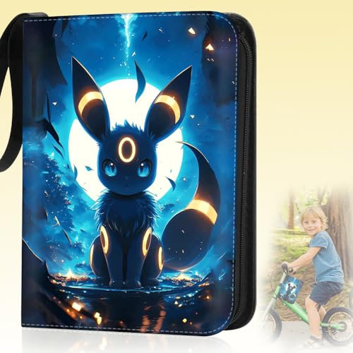 Cerkkapo Sammelalbum für Pokemon, KartenSammelalbum, Sammelalbum für Pokemonalbum,400 SammelkartenAlbum, 4 Taschen 50 Seiten Tragbar Wasserdicht PU Karten Halter Sammelkartenalben, SammelalbumKarten