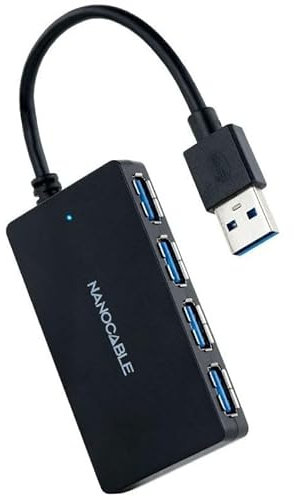 HUB USB 3.0 con 4 Puertos USB-A, conexión Micro USB, 15 cm de Longitud, Ideal para expandir Puertos y conectar múltiples Dispositivos.