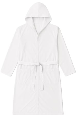 Generico Accappatoio unisex in Microfibra con Cappuccio – Ultra Morbido, Leggero e ad Asciugatura Rapida – (IT, Testo, XL, Regular, Regular, Bianco)