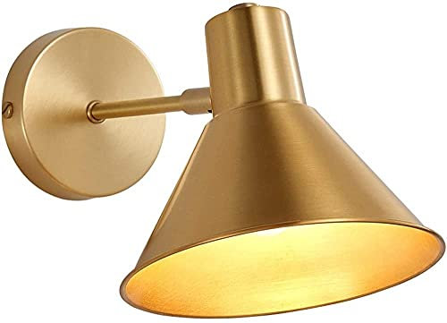 Lampada da Parete per Interni in Rame con Finitura Spazzolata, Applique da Parete di Lusso Artistica, Paralume a Imbuto E27, Applique da Parete dal Design Minimalista, cablata per corridoio, soggior