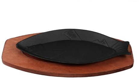 UKCOCO Sartén Forma De Pez Antiadherente 33.5x16.5x2.5 Cm Hierro Rápido Calentamiento Portátil Para Cocinar Pescado Carne y Panqueques Uso Cocina