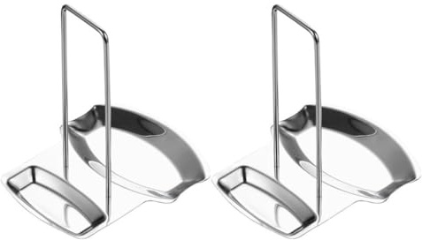 Alipis 2pcs Stainless Steel Spoon and Lid Rest Pot Cover Rack Pan Lid Organizer Modern Kitchen Rack Cookware Organizer
