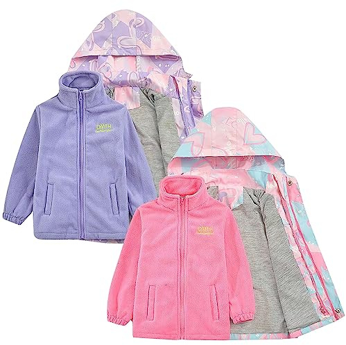 Softshelljacke Mädchen Wasserdicht Regendicht Regenjacke Kinder Gefütterte Winddicht Windjacke Kinder Plüsch Thermo Jacken Warme Outdoorjacke mit Kapuze (Pink, 6-7 Years)
