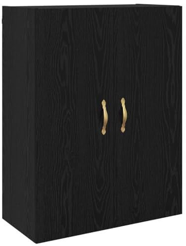 vidaXL Armario de Pared Roble Negro 69,5 x 34 x 90 cm, Mueble de Pared Rectangular, Moderno, Almacenamiento Duradero, estanterías de Madera, Puertas de Pino, Organizador Estiloso
