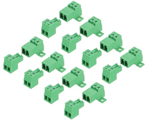 sourcing map Set di 8 connettori per morsettiera a vite a 2 pin, passo 3,81 mm, maschio e femmina, terminale a vite per montaggio su PCB, 300 V, 8 A, verde, per progetti elettronici domestici