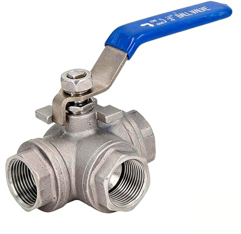 3-Wege-Kugelhahn, L-Typ-Kugelhahn 3/4 Zoll Kugelhahn, 1-teiliges Kugelventil DN20, 3 wege ventil, Wege Ventil mit Hebelgriff Blau, einfache Handhabung, Reparatur und Vielseitigkeit