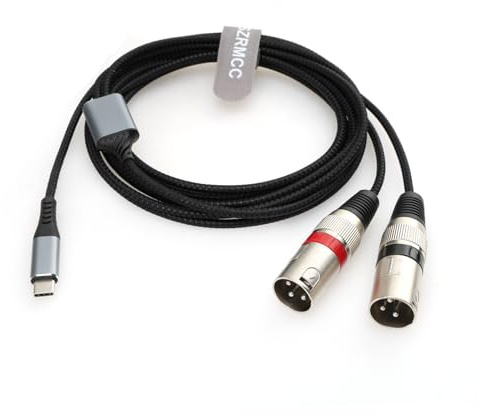 SZRMCC USB C to Dual XLR Male Audio Cable Type C to 2 3pin Male Mic Braided Cable for Smartphone Amplifier Speaker Mixer Console ​​Shure SM7B​ Microphone (5M|16.4FT)