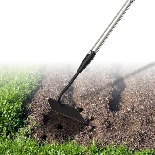 Draw Hoe Garden Tool, Heavy Duty Garden Hoes for Weeding Stainless Steel Long Handle, Easy Stand Up Scraping Weeder Tool for Garden, 63inch Adjustable Weed Hoe with 7-inch Wide Welded Blade