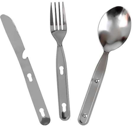 DOITOOL Ensemble de Couverts de Camping 3 Pièces en Acier Inoxydable, Cuillère et Fourchette Pliantes, Vaisselle D'escalade Portable et Résistante, pour Pique-niques, Randonnée