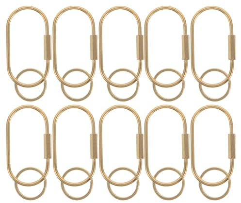 LIGIGWASH 10pcs Brass U-Shaped Screw Lock Key Rings Secure Twist Lock Keychain Clips for Keys and Car Organising Findings