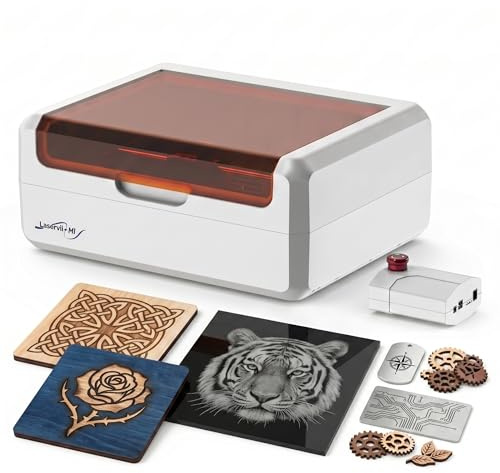 Twotrees Laservii M1s 24W Laser Graviermaschine, Klasse 1 Sicher Vollständig Geschlossen mit Abluftsystem, 36000mm/min High-Speed Laser Cutter für Holz Acryl, Arbeitsbereich 305x203mm