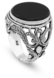Jewellery Pit - Onyx-Ring Siegelring Ring am kleinen Finger Ottoman Vintage 925 Sterling Silber Versprechen Verlobungs-Edelstein-Geschenk für Ehemann