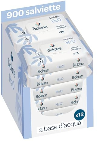 BIOLANE - Salviette neonato all’Acqua - 900 Salviettine (12x75) - Detergenti Delicate per Neonati - 99% Ingredienti di Origine Naturale - Senza Risciacquo - Fin dalla Nascita