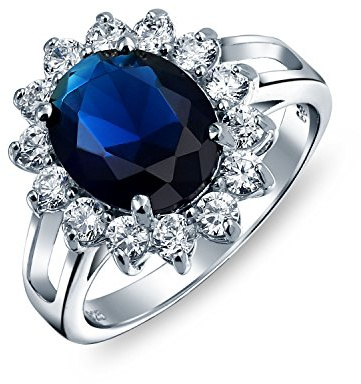 Personalisieren Klassische Traditionelle 5CTW Königsblau CZ Krone Halo Oval Zirkonia Simulierte Saphir Verlobung Für Frauen Versprechen Ring .925 Sterling Silber Anpassbar