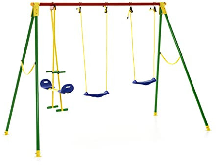 My_garden Kiko 4 Altalena, Ferro Verniciato, Verde, Rosso, Giallo