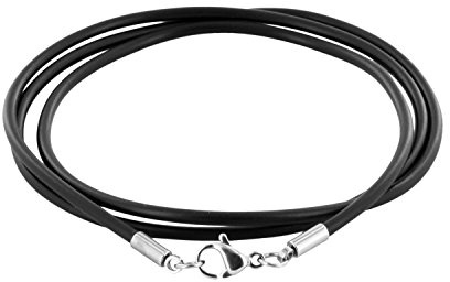 AURORIS Halskette/Armband - Kautschukband schwarz Dicke 2mm mit Karabinerverschluss aus 304 Edelstahl
