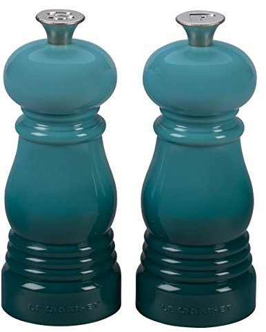 Le Creuset Set de Moulins à Sel et Poivre, Mécanisme en Céramique, Bleu Caraïbes, 96002500490000