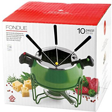 Home 8983830 Service à Fondue Anti-Fondue 10 Pièces Métal Vert
