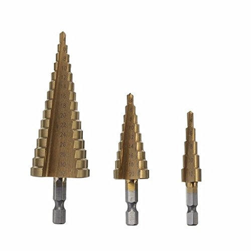 LEXPON Stufenbohrer Sechskantschaft Profi HSS Hex Shank Professionelle Titanium Coated Schälbohrer Schälbohrersatz Set 4-12/4-20/4-32 mm