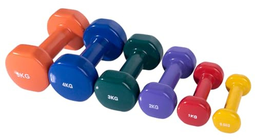 Fausthanteln 0,5-5 kg, 6er Set, Gymnastikhantel Vinylhanteln Aerobic, Pilates, Workout, Muskel Training, Fitness Hanteln aus Vinyl