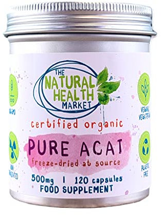 Pure Organic Acai Berry 500mg Capsules (120 Capsules) by The Natural Health Market • Certified Organic by The Soil Association • Vegan Capsules • Acai Berries Harvested in Brazil