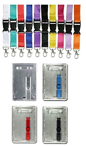 Waizmann.IDeaS® Ausweisset - Umhängeband Schlüsselband Lanyard 20mm Steckverschluss + Kartenhalter Kartenhülle Ausweishülle vertikal Ausschieber