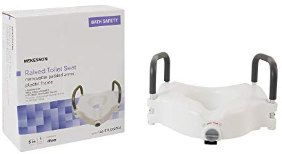 McKesson Raised Toilet Seat with Removable Padded Arms, Lightweight, Fits Most Standard Toilets, 300 lbs Weight Capacity, 1 Count
