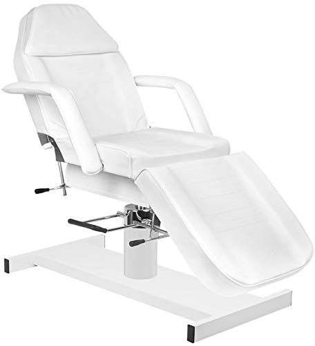 Activeshop Basic 210A Hydraulische Kosmetikliege Massageliege Massagetisch Massagestuhl Weiss bis 200 kg belastbar Premium-PU-Leder 180 x 63 x 64-80 cm (L x W x H)