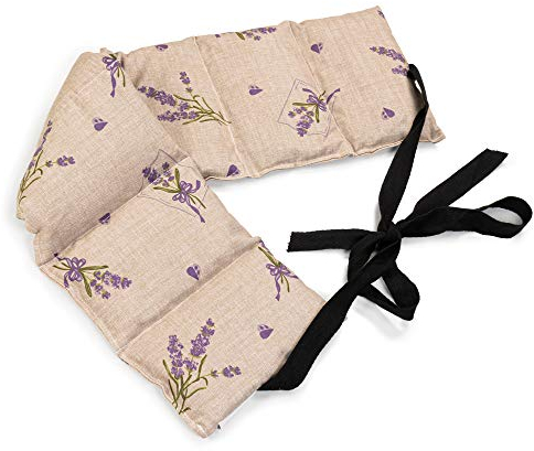 Traubenkernkissen 7-Kammer mit Band, 65x15 Landhausstil Romantik - Wärme-Kissen, Körnerkissen, Gürtel zum Binden