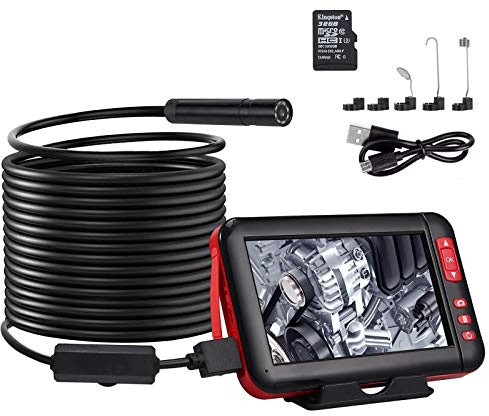 Neoteck Industrial Endoscope - HD 4.3 Inch 1080P LCD Monitor Screen - 5m Waterproof Flexible Snake Inspection Camera with 32G Memory Card
