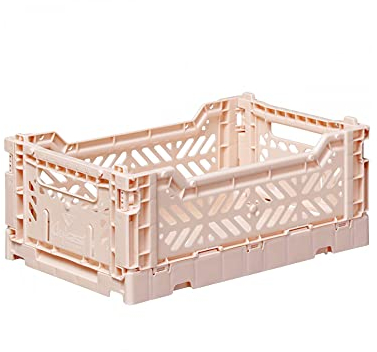 Ay-Kasa Klappkiste, stabile Faltkiste aus Kunststoff, stapelbar, Milk Tea, Mini (27x17x11cm)