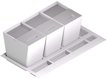 Menage Confort Cubo de Basura y Reciclaje para cajón de Cocina - Tapa de Acero Inoxidable, PP Blanco, 900 mm Ancho Mueble/Alto Producto mm 295