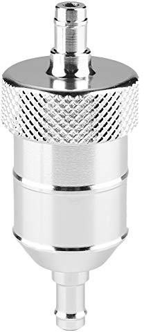 Filtro de universal para motocicleta KIMISS, limpiador de filtración de filtro de aceite de gasolina de aluminio reutilizable de 8 mm(Plata)