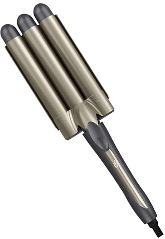 Infiniti PRO CONAIR Triple Barrel Waver Curling Iron, 3-Barrel Hair Waver to Create Long-Lasting Beachy Waves, for use on Medium to Long Hair, Dual Voltage, Gray
