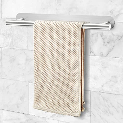 Joeji's Kitchen Toalleros de baño Toallero Plateado - Acero Inoxidable de 19 cm - Toalleros de baño de Estilo Moderno sin taladros - Toallero de Pared para secar la Ropa en baños
