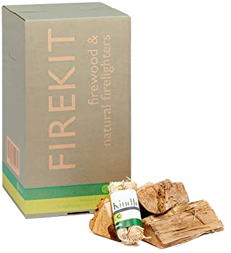 Certainly Wood Kiln Dried Hardwood Logs with 3x KindleFlamers – Dry Hard Firewood Log for Burner Woodburning Stove Open Fire Pits Fireplace Barbecue Pizza Oven Chimenea Firepit – Complete Eco Box Kit