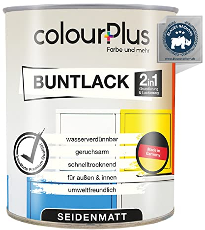 colourPlus 2in1 Buntlack Seidenmatt (750ml Rosa/Magenta) – Wetterfeste Holzfarbe Holzlack Küchenmöbellack. Getrocknet auch für Kinderspielzeug. Schnelltrocknend, Für Innen Außen