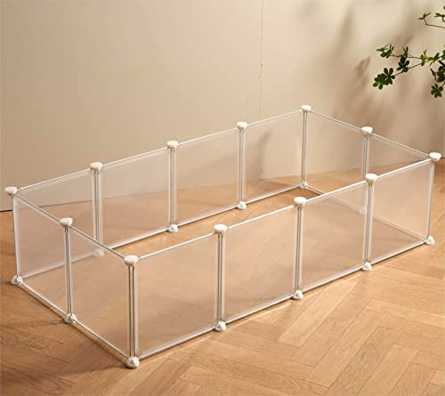 LURIVA Transparent Clear Small Animal Playpen, Guinea Pig Cages, Puppy Dog Playpen, Pet Playpen, Rabbit Bunny Indoor Fence Pen Enclosure, White Clear Plastic Playpen,12X12 Inch, 12Panels