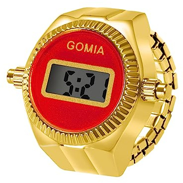Avaner Ringuhr Fingeruhr mit Strasssteine Gehäuse Rundes Zifferblatt Elektronische Digitalanzeige Einstellbare Größe Ring Uhr Finger Uhr als Geschenke für Herren Damen