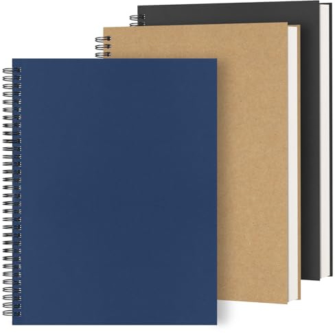 Dynta 3Packs Large Spiral Notebooks 8.5 x 11 Lined College Ruled Journals for Work, School, Good for Students and Office, 160 Pages/80 Sheets with 100 GSM Lined Paper(3 Colors)