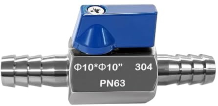 MiJunHD 10mm Barb Ball Valve, 304 Stainless Steel Mini Shut Off Valve Switch for Water,Gas,Fuel,Drip,Irrigation